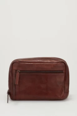 Angus Leather Multi Zip Washbag