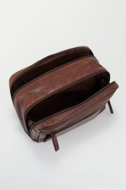 Angus Leather Multi Zip Washbag -Travel Luggage Store 3210409 3